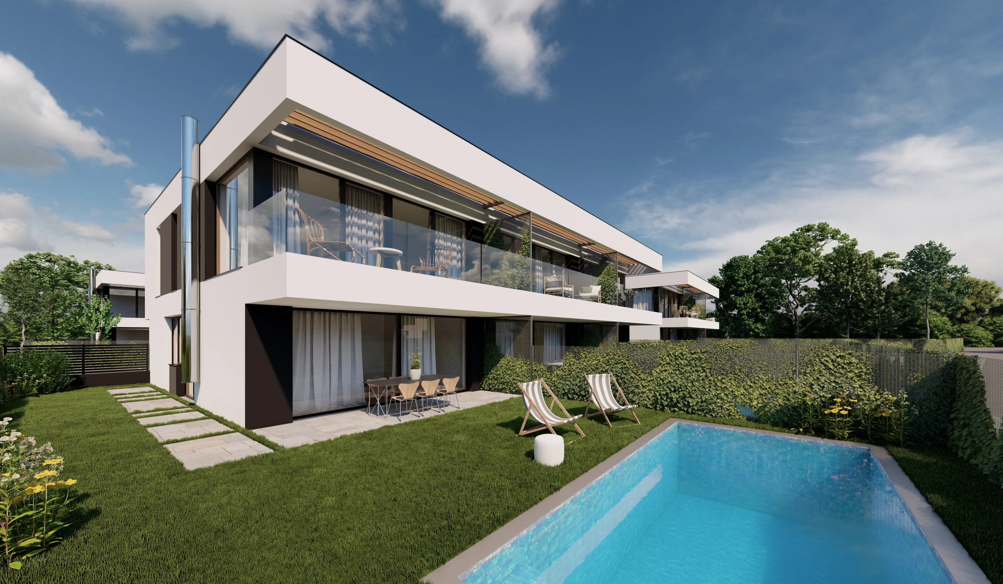Exklusive Doppelhaushälfte - Modern wohnen mit Pooloption und Balkon